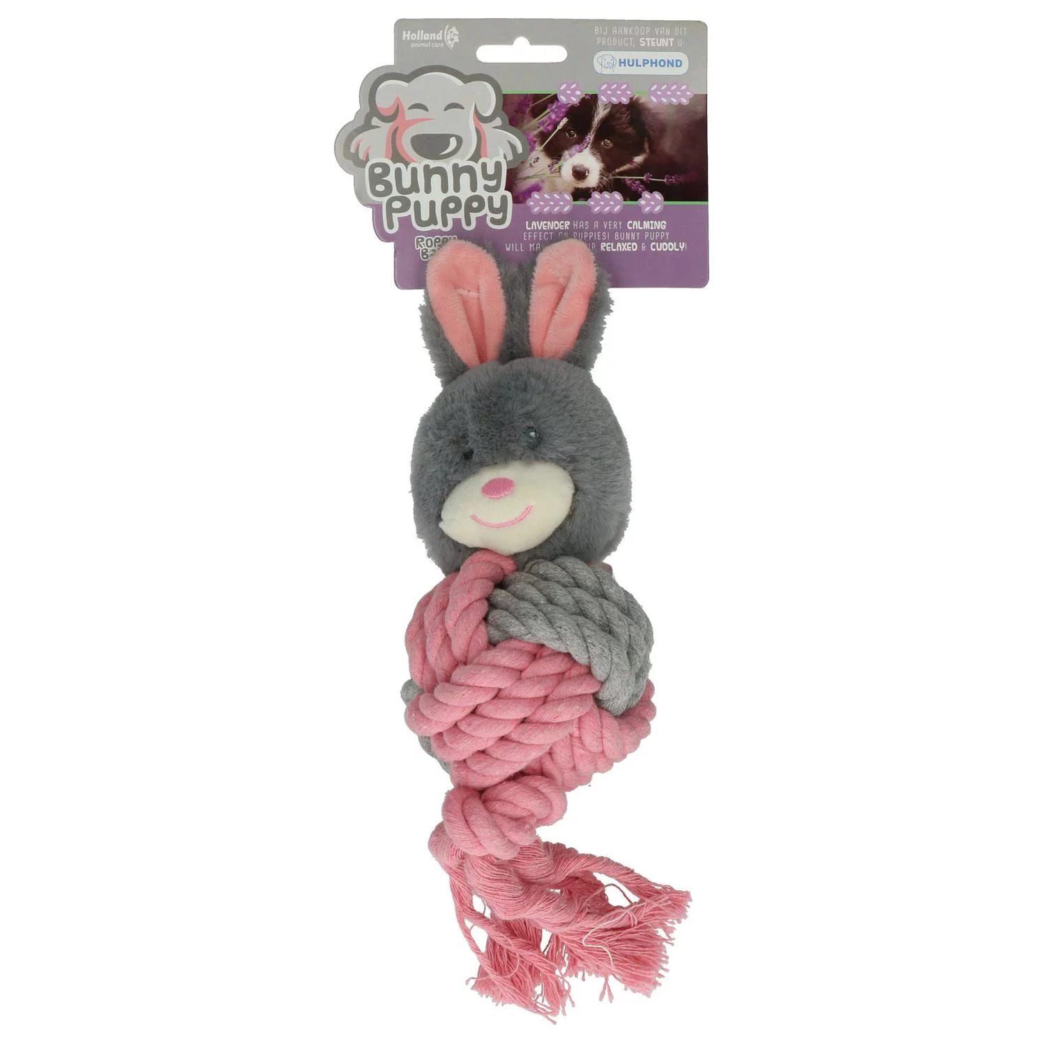 Bunny Puppy Ropey Ball - Hondenspeelgoed - 38x13x9 Cm Grijs Roze 1 Bunny Puppy Ropey Ball - Hondenspeelgoed - 38x13x9 Cm Grijs Roze