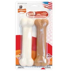 Nylabone Chew Twin Pack Wolf - Hondenspeelgoed - Kip Bacon Wit Roze Voor Honden Tot 16 Kg M