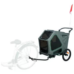 Trixie Fietskar - Hondenfietskar - 71x95x85/138 Cm Grijs Groen Tot 35 Kg Medium