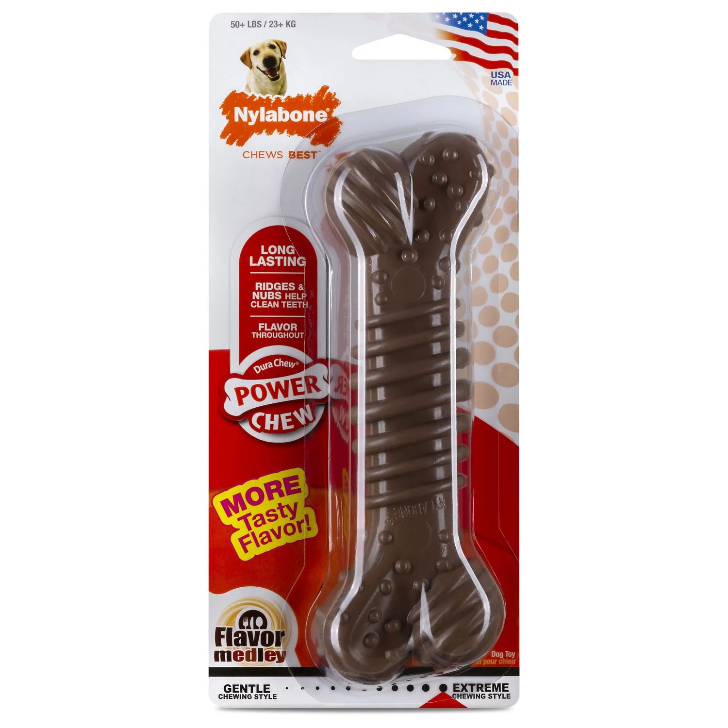 Nylabone Dura Chew Power Flavor Medley - Hondenspeelgoed - Bruin Voor Honden Tot 23kg Xl 1 Nylabone Dura Chew Power Flavor Medley - Hondenspeelgoed - Bruin Voor Honden Tot 23kg Xl