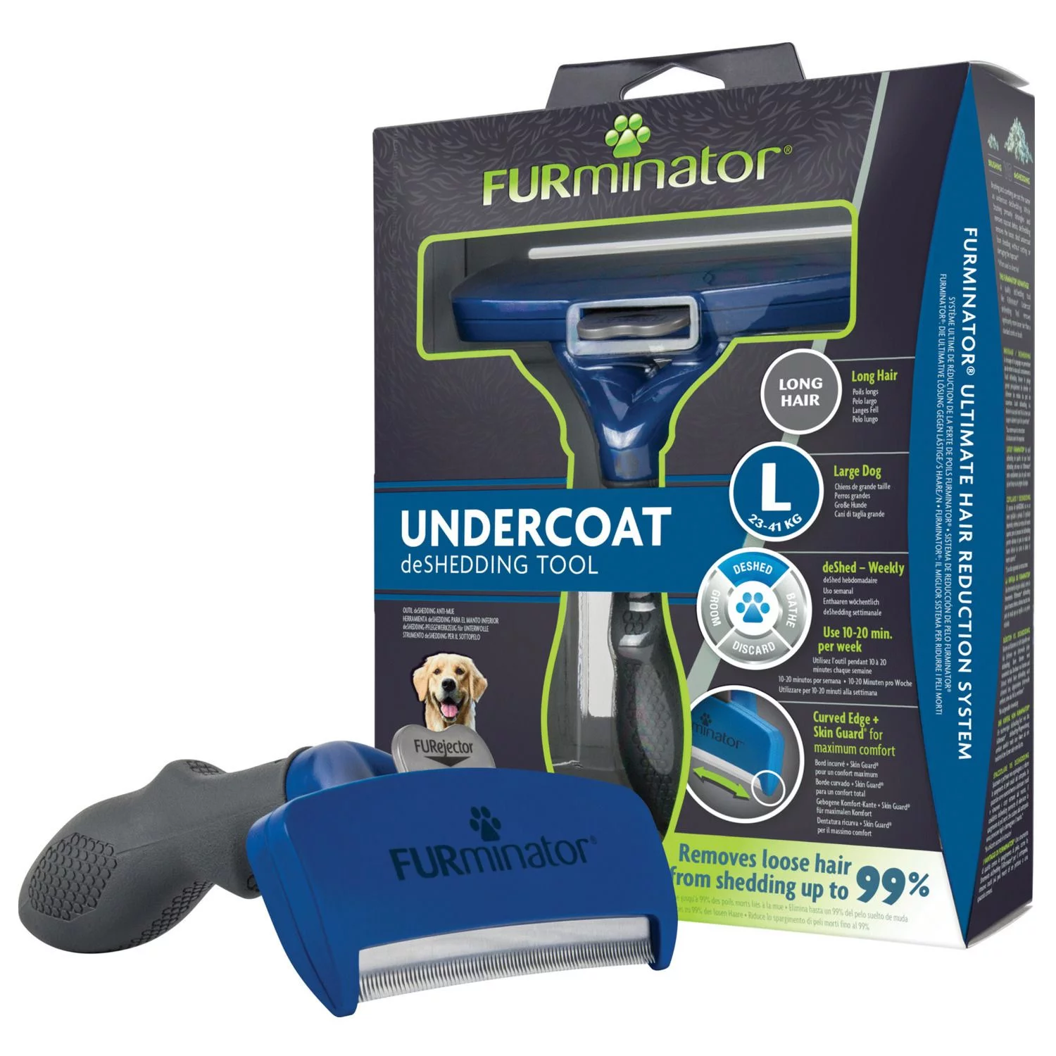 Furminator Hond Lang Haar - Hondenvachtkam - Blauw Large 2 Furminator Hond Lang Haar - Hondenvachtkam - Blauw Large - Afbeelding 2