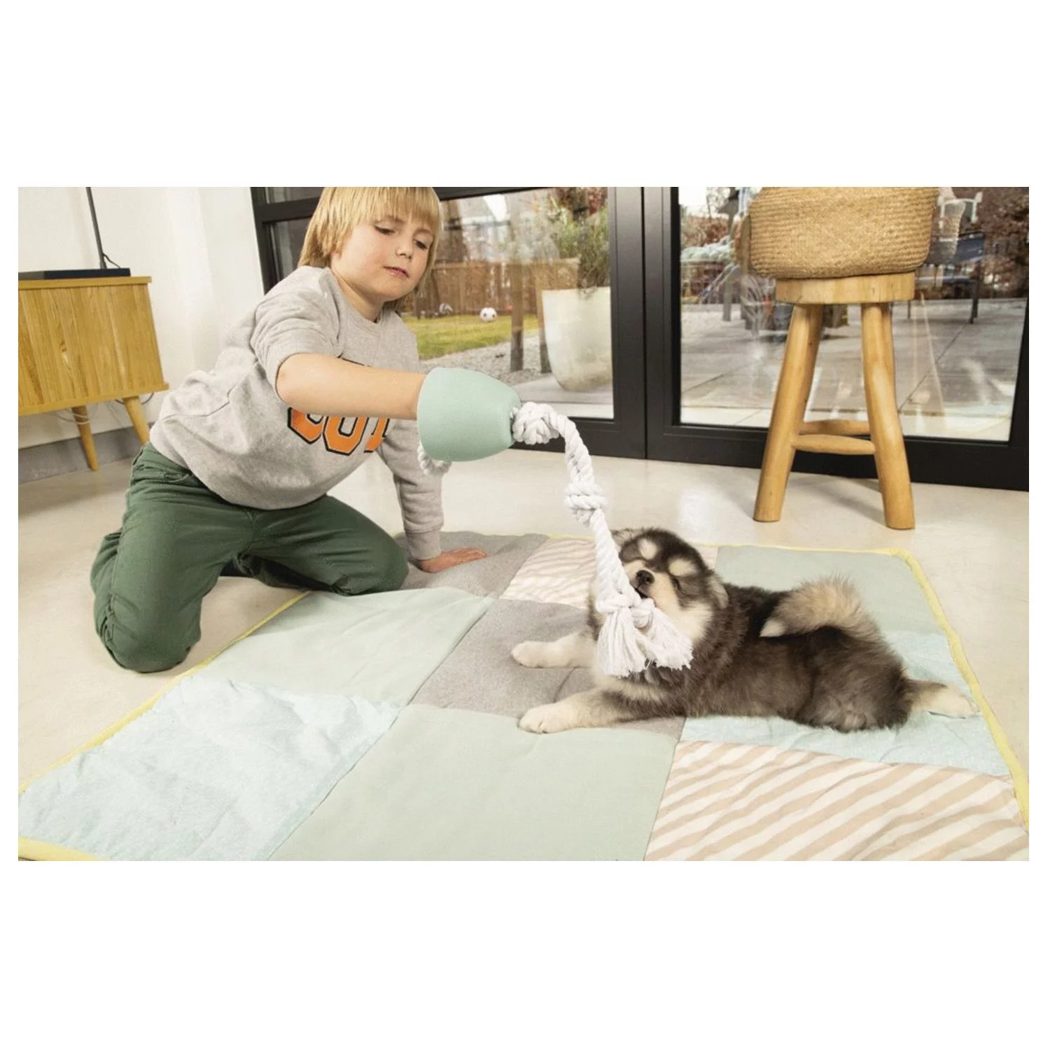 Beeztees Puppy Touwtrekker Pullina - Hondenspeelgoed - 50x10x10 Cm Groen 3 Beeztees Puppy Touwtrekker Pullina - Hondenspeelgoed - 50x10x10 Cm Groen - Afbeelding 3