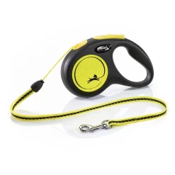Flexi Rollijn New Classic Neon S Koord - Hondenriem - 5 M Zwart Geel S