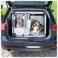 Trixie Dubbele Vervoersbox Auto - Autohondenbench - 93x64x88 Cm Zilver M/L -Dierbenodigdheden-Honden 2887 30022500 4