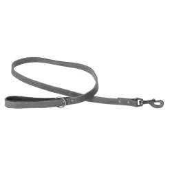 Adori Looplijn Vetleder Gevoerd Handvat - Hondenriem - 130x1.8 Cm Grijs Antraciet M/L