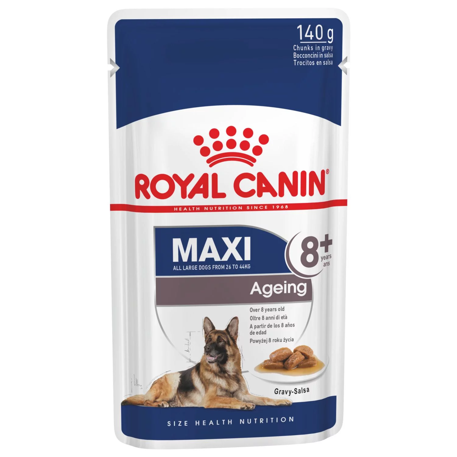Royal Canin Maxi Ageing 8+ Natvoer - Hondenvoer - 10x140 G 1 Royal Canin Maxi Ageing 8+ Natvoer - Hondenvoer - 10x140 G