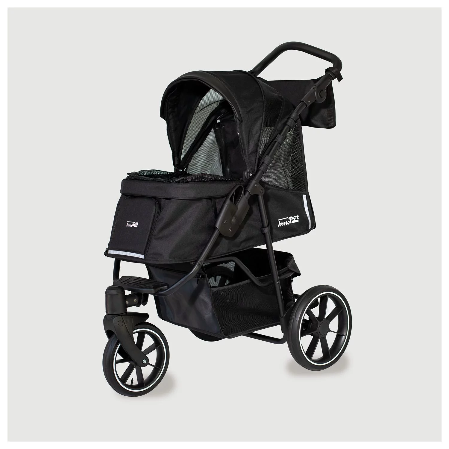 Innopet Hondenbuggy Premium Cozy - Hondentrolley - 78x57x109 Cm Zwart Bruin 2 Innopet Hondenbuggy Premium Cozy - Hondentrolley - 78x57x109 Cm Zwart Bruin - Afbeelding 2