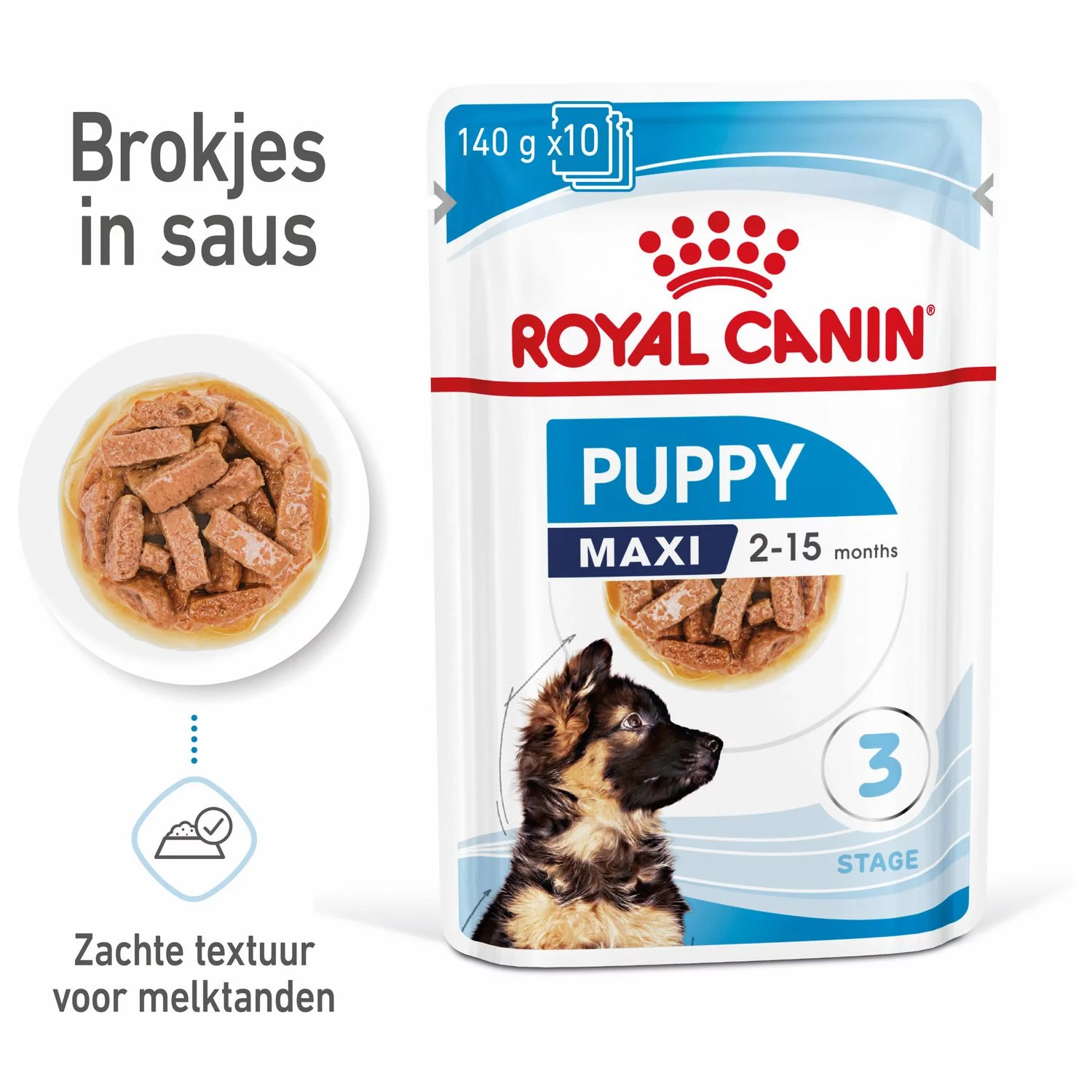 Royal Canin Maxi Natvoer - Puppy-Hondenvoer - 10x140 G 3 Royal Canin Maxi Natvoer - Puppy-Hondenvoer - 10x140 G - Afbeelding 3