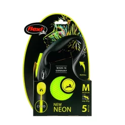 Flexi Rollijn New Classic Neon M Koord - Hondenriem - 5 M Zwart Geel M -Dierbenodigdheden-Honden 4917 337980 6