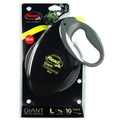 Flexi Rollijn Giant Tape Profession - Hondenriem - 10 M Zwart Neon Geel L -Dierbenodigdheden-Honden 5048 338134 5