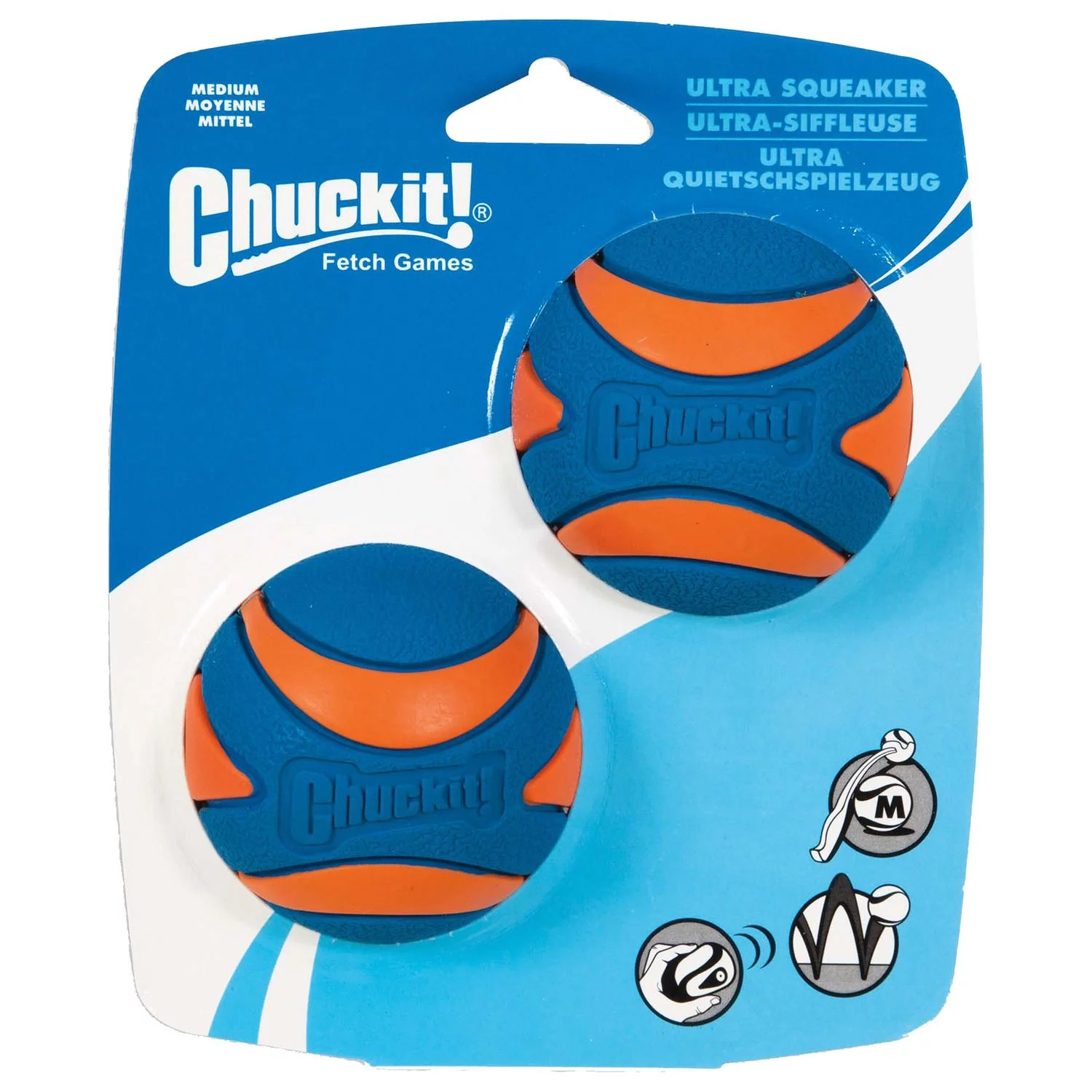 Chuckit! Chuckit Ultra Squeaker Ball Blauw&Oranje - Hondenspeelgoed 1 Chuckit! Chuckit Ultra Squeaker Ball Blauw&Oranje - Hondenspeelgoed