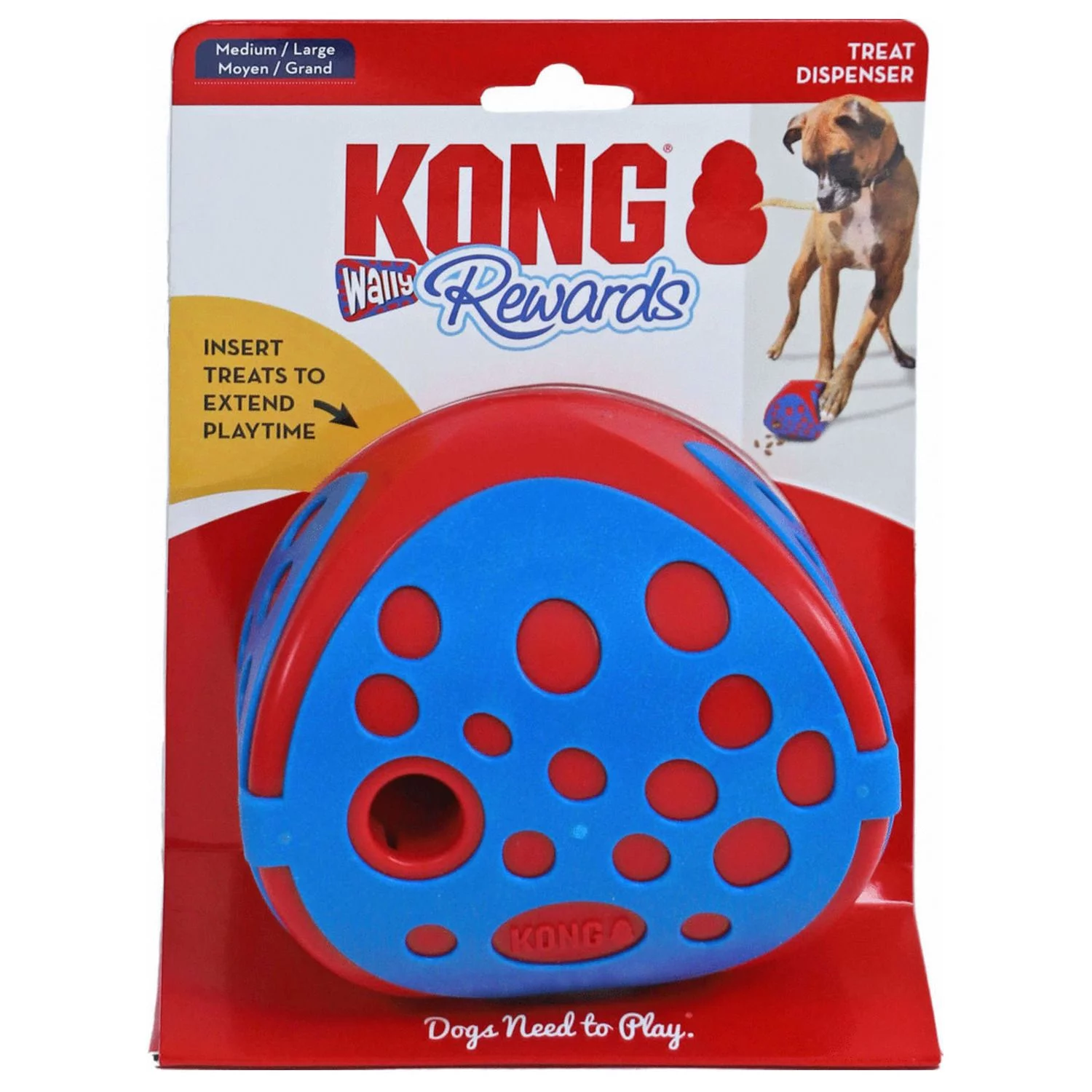 Kong Rewards Wally - Hondenspeelgoed - 12.5x12.5x12.5 Cm Rood Blauw M/L 1 Kong Rewards Wally - Hondenspeelgoed - 12.5x12.5x12.5 Cm Rood Blauw M/L