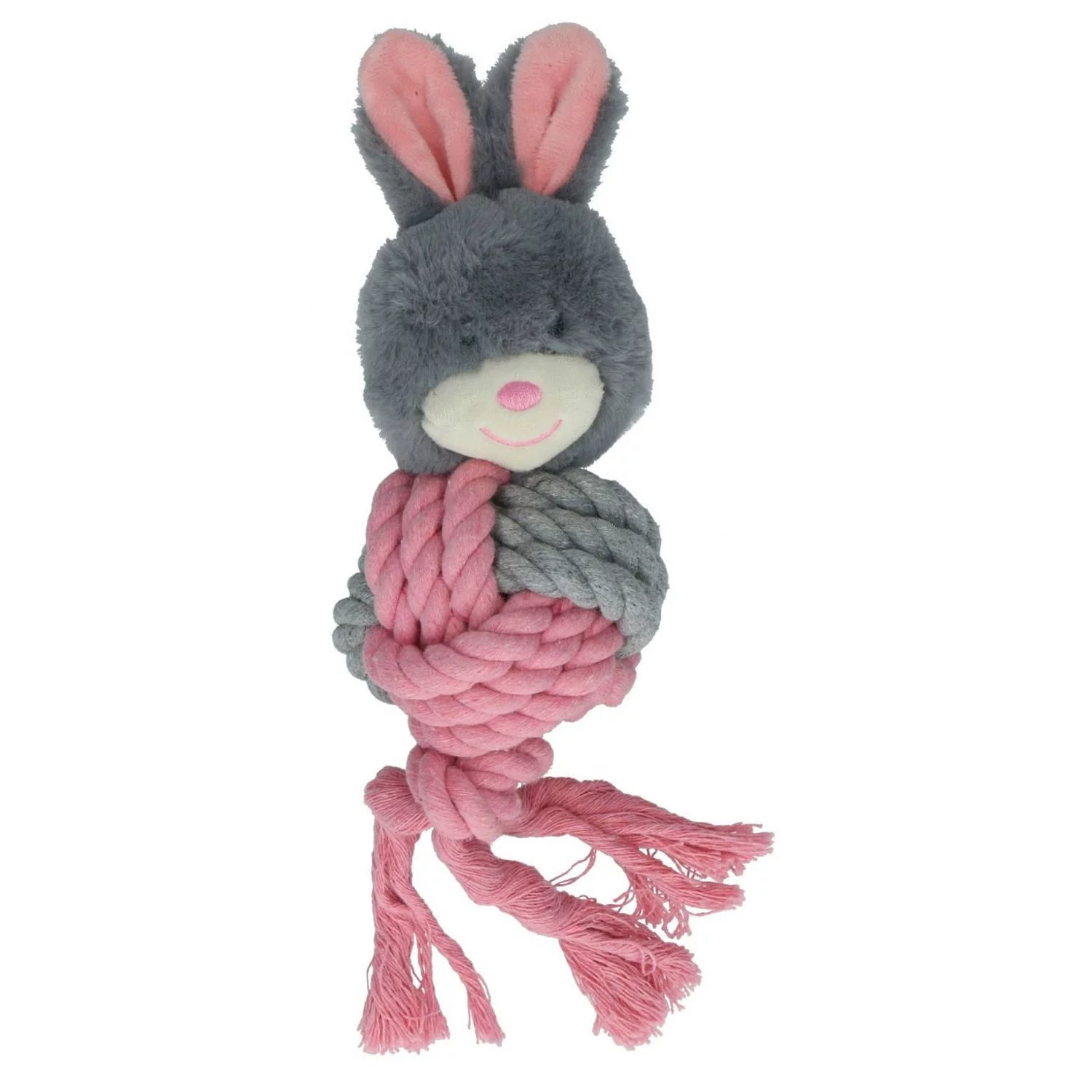 Bunny Puppy Ropey Ball - Hondenspeelgoed - 38x13x9 Cm Grijs Roze 2 Bunny Puppy Ropey Ball - Hondenspeelgoed - 38x13x9 Cm Grijs Roze - Afbeelding 2