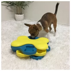 Nina Ottosson Dog Tornado Interactive Snack Puzzel - Hondenspeelgoed - 23.5x18x7 Cm Blauw Geel Level 2 -Dierbenodigdheden-Honden 6370 10034481 4