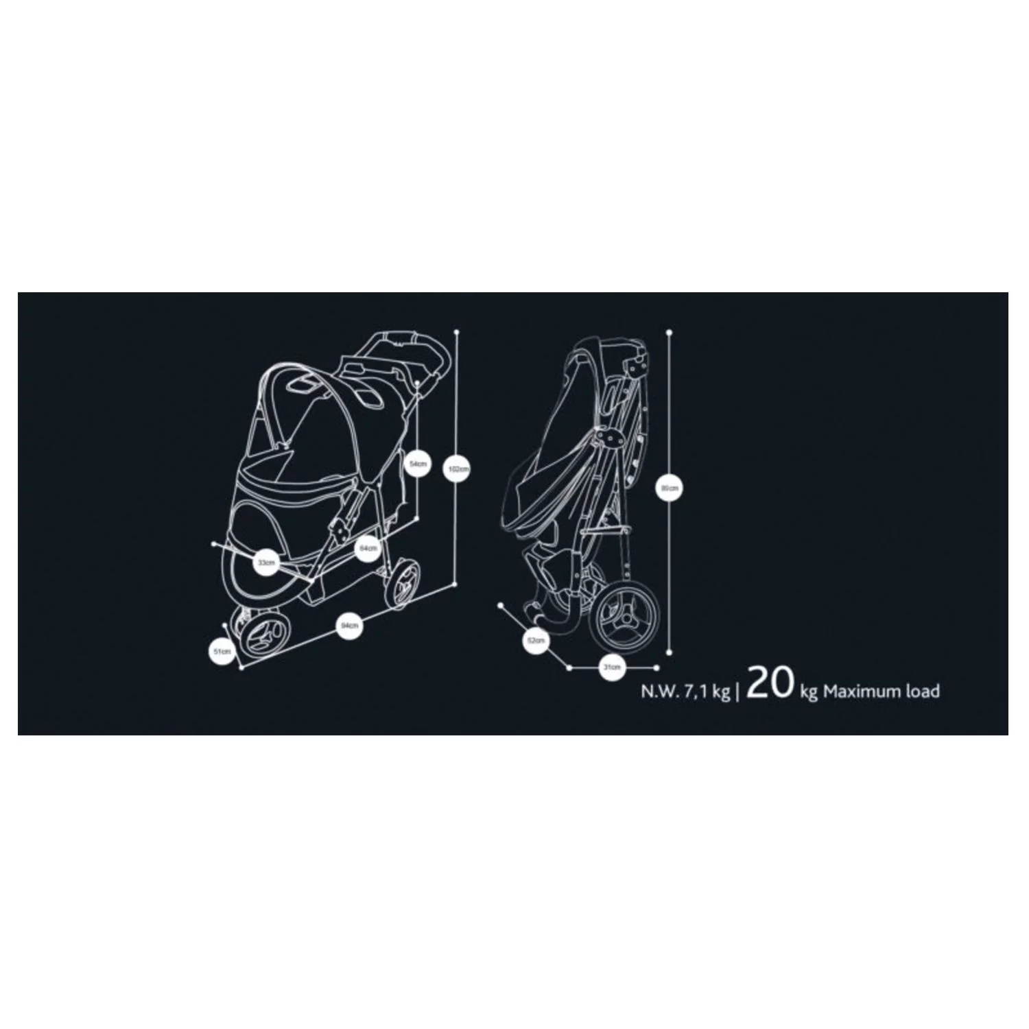 Innopet Honden Buggy Cheetah - Hondentrolley - 94x51x102 Cm 7.1 Kg Zwart Geel Bruin 7 Innopet Honden Buggy Cheetah - Hondentrolley - 94x51x102 Cm 7.1 Kg Zwart Geel Bruin - Afbeelding 7