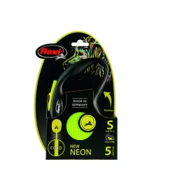 Flexi Rollijn New Classic Neon S Koord - Hondenriem - 5 M Zwart Geel S -Dierbenodigdheden-Honden 6819 337979 6