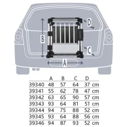 Trixie Dubbele Vervoersbox Auto - Autohondenbench - 93x64x88 Cm Zilver M/L -Dierbenodigdheden-Honden 7716 30022500 5