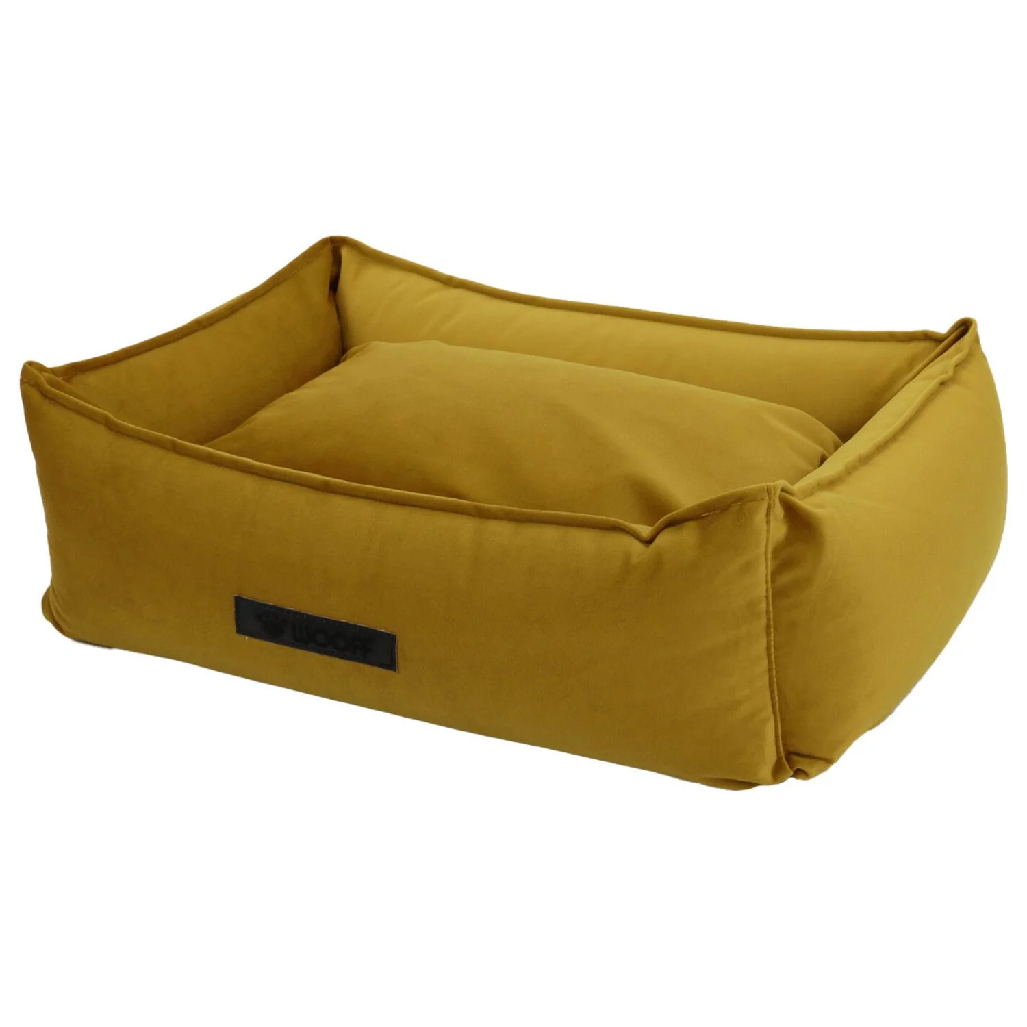 Wooff Mand Cocoon Velours - Hondenmand - 60x40x18 Cm Oker Small 1 Wooff Mand Cocoon Velours - Hondenmand - 60x40x18 Cm Oker Small