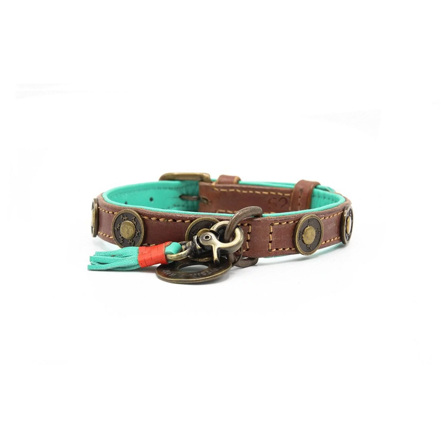 Dwam Halsband Urban Bruin&Turquoise - Hondenhalsband 2 Dwam Halsband Urban Bruin&Turquoise - Hondenhalsband - Afbeelding 2