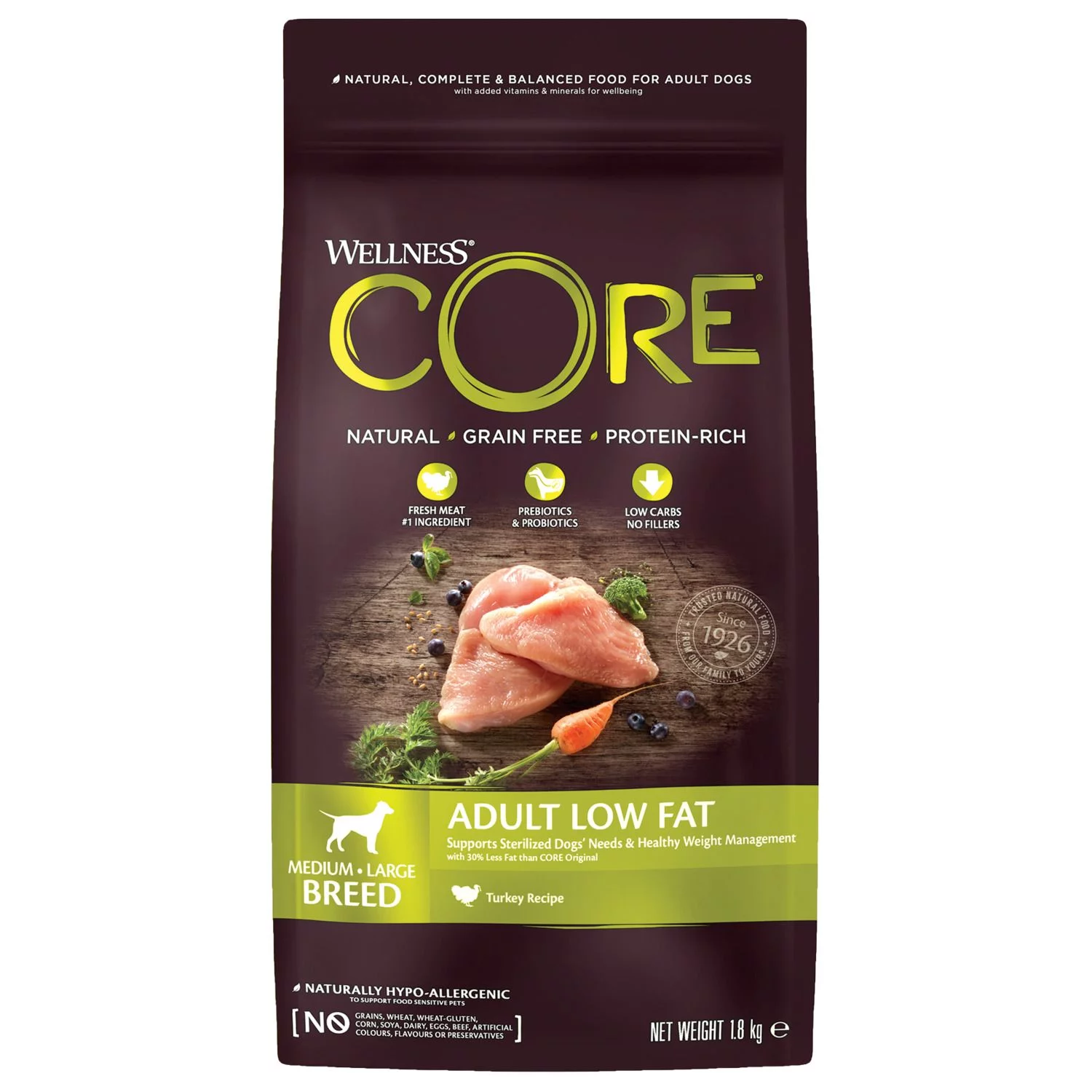 Wellness Core Grain Free Dog Healty Weight Kalkoen - Hondenvoer 1 Wellness Core Grain Free Dog Healty Weight Kalkoen - Hondenvoer