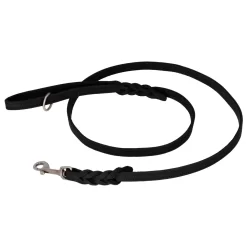Adori Looplijn Vetleer Met Vlecht Zwart - Hondenriem