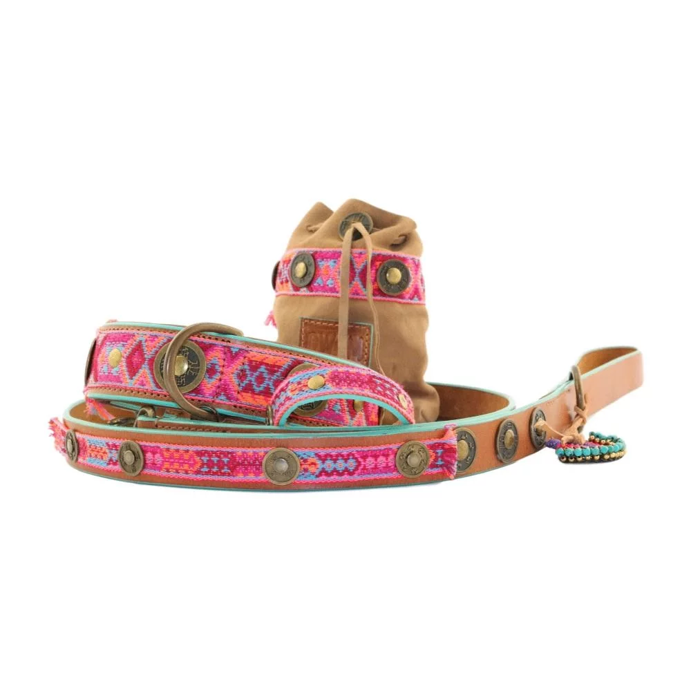 Dwam Halsband Boho Rosa Roze&Turquoise - Hondenhalsband 4 Dwam Halsband Boho Rosa Roze&Turquoise - Hondenhalsband - Afbeelding 4
