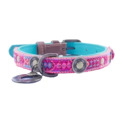 Dwam Halsband Boho Rosa Roze&Turquoise - Hondenhalsband
