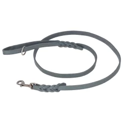 Adori Looplijn Vetleer Met Vlecht Grijs - Hondenriem