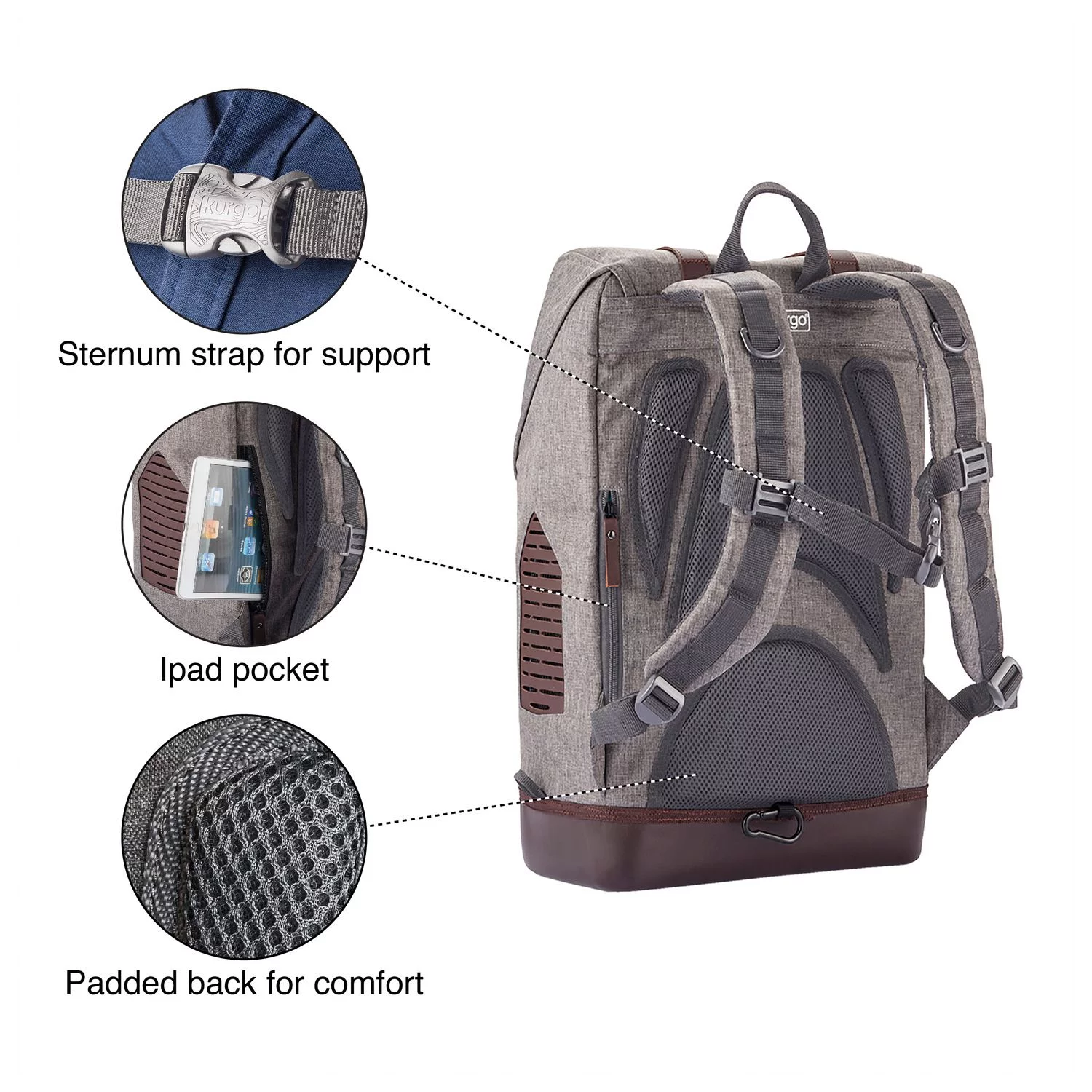 Kurgo K-9 Rugzak - Hondenrugzak - Grijs 5 Kurgo K-9 Rugzak - Hondenrugzak - Grijs - Afbeelding 5