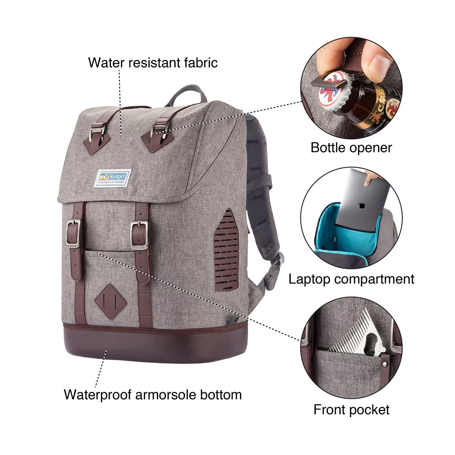 Kurgo K-9 Rugzak - Hondenrugzak - Grijs 4 Kurgo K-9 Rugzak - Hondenrugzak - Grijs - Afbeelding 4