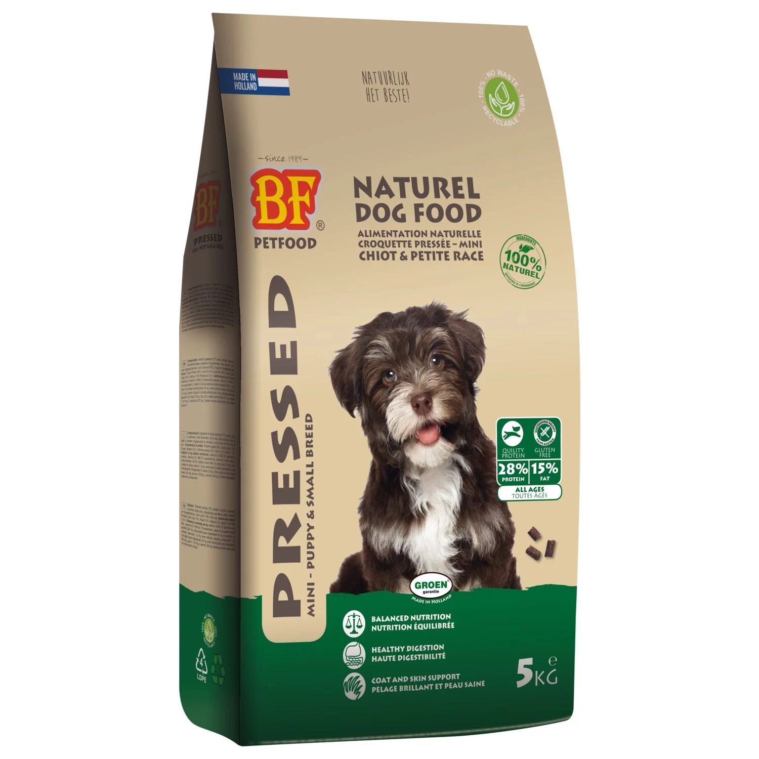 Bf Geperst Puppy & Kleine Rassen - Hondenvoer - 5 Kg 1 Bf Geperst Puppy & Kleine Rassen - Hondenvoer - 5 Kg