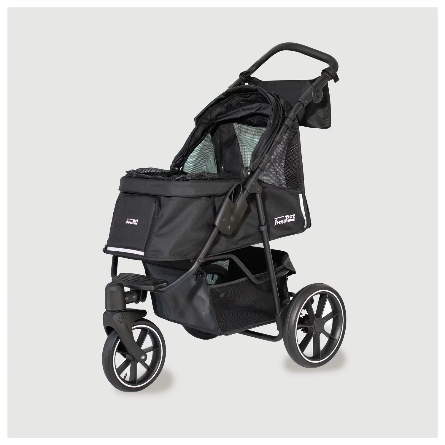 Innopet Hondenbuggy Premium Cozy - Hondentrolley - 78x57x109 Cm Zwart Bruin 3 Innopet Hondenbuggy Premium Cozy - Hondentrolley - 78x57x109 Cm Zwart Bruin - Afbeelding 3