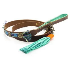 Dwam Looplijn Boho Juan S Bruin&Blauw - Hondenriem